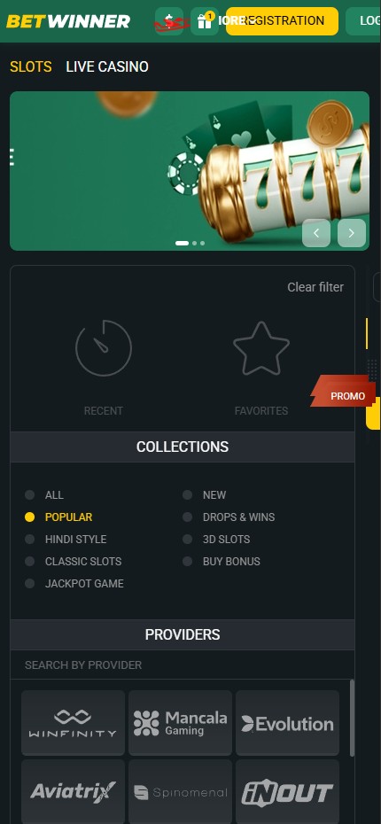 BetWinner Casino mobile lobby