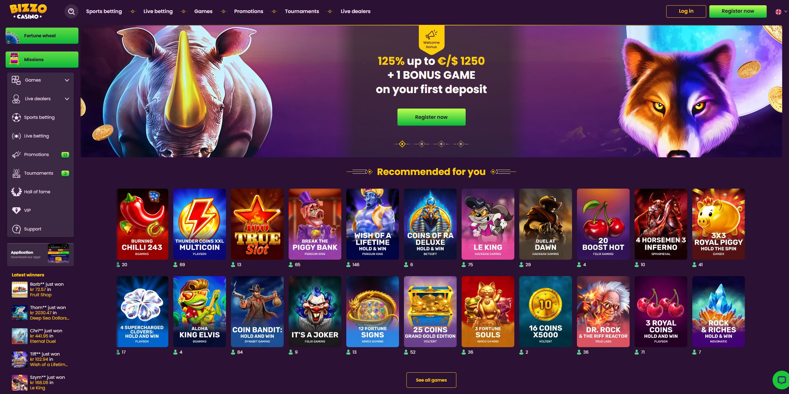 Bizzo Casino screenshot 1